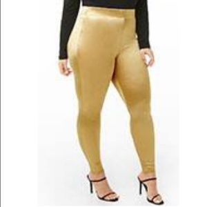 FOREVER 21 Gold Sheen Leggings NWOT